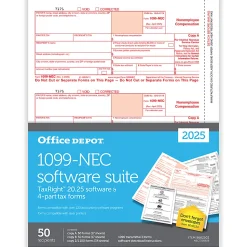 Office Depot® 1099-NEC Laser Tax Forms With Software, 4-Part, 3-Up, 8-1/2