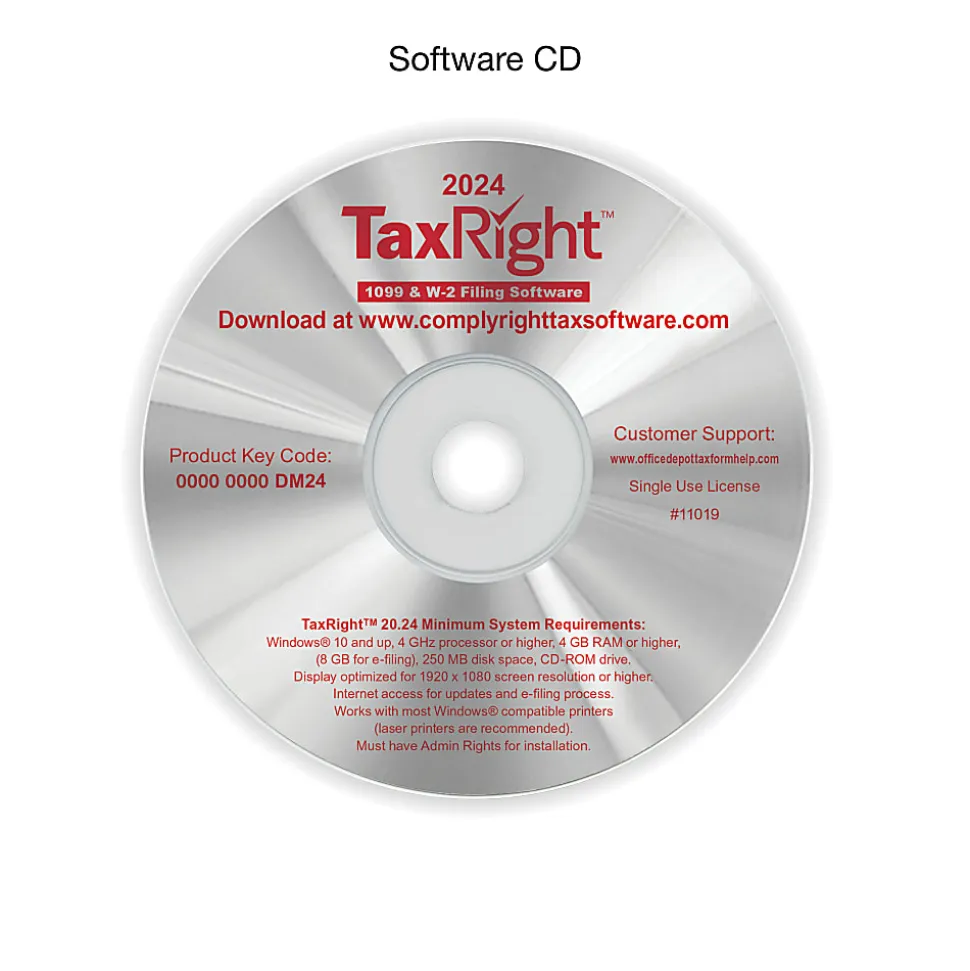 Office Depot® 1099-NEC Laser Tax Forms With Software, 4-Part, 3-Up, 8-1/2" x 11", Pack Of 50 Form Sets, NEC7205924
