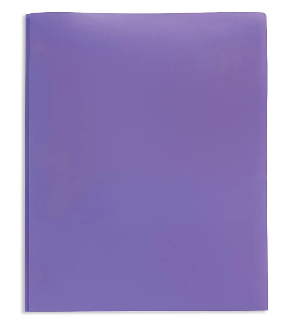 Office Depot® 2-Pocket School-Grade Poly Folder With Prongs, Letter Size, Bright Purple