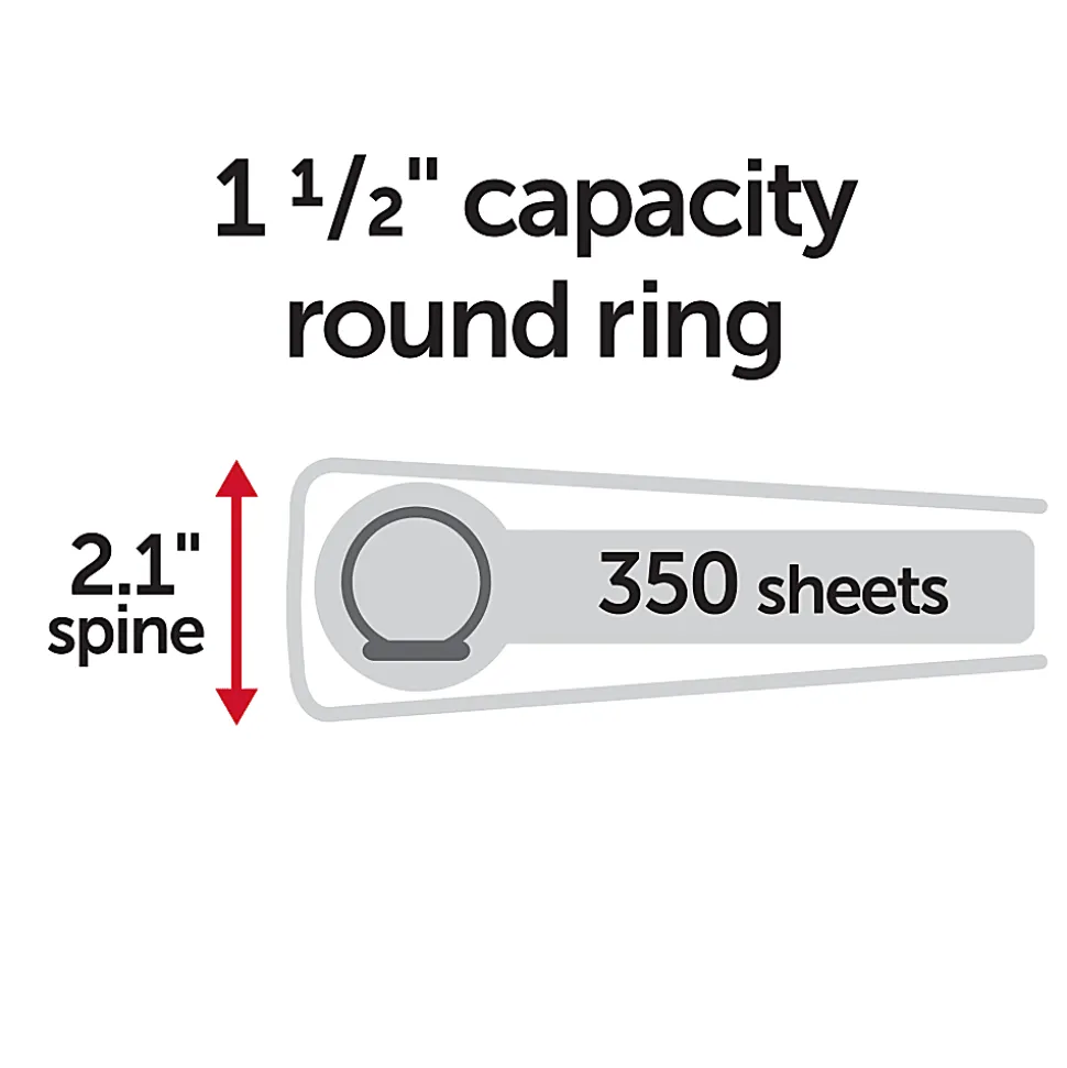 Office Depot® 3-Ring Durable View Binder, 1-1/2" Round Rings, 49% Recycled, Sky Blue
