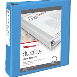 Office Depot® 3-Ring Durable View Binder, 2" Round Rings, 49% Recycled, Sky Blue