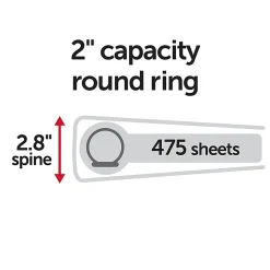 Office Depot® 3-Ring Durable View Binder, 2" Round Rings, 49% Recycled, Sky Blue