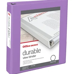 Office Depot® 3-Ring Durable View Binder, 1-1/2" Round Rings, 49% Recycled, Purple