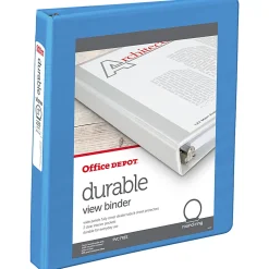 Office Depot® 3-Ring Durable View Binder, 1" Round Rings, 49% Recycled, Sky Blue