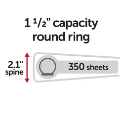 Office Depot® 3-Ring Durable View Binder, 1-1/2" Round Ring, Serene Blue