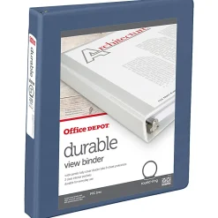 Office Depot® 3-Ring Durable View Binder, 1" Round Ring, Serene Blue