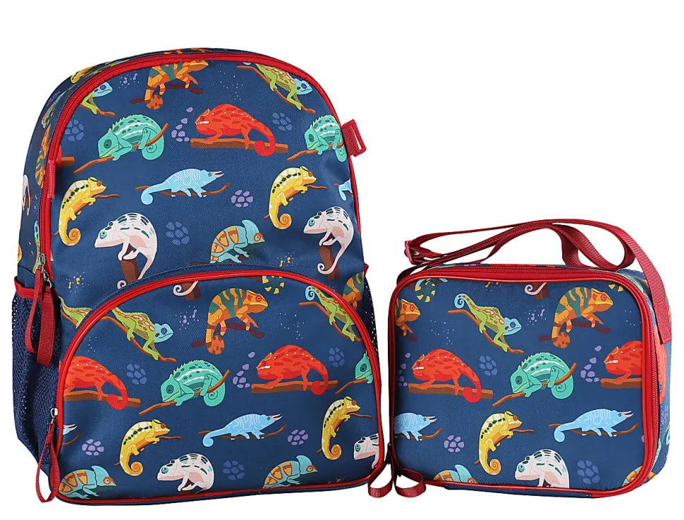 Office Depot® School Backpack And Lunch Box Set, Blue Iguana