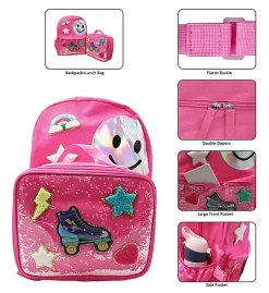 Office Depot® School Backpack And Lunch Box Set, Pink Roller Skate