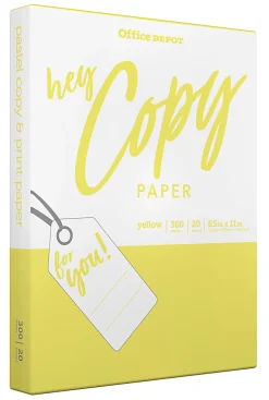 Office Depot® School Color Copy Paper, Yellow, Letter (8.5" x 11"), 300 Sheets Per Pack, 20 Lb