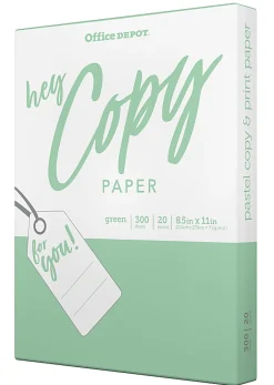 Office DepotĀ® School Color Copy Paper, Green, Letter (8.5" x 11"), 300 Sheets Per Pack, 20 Lb