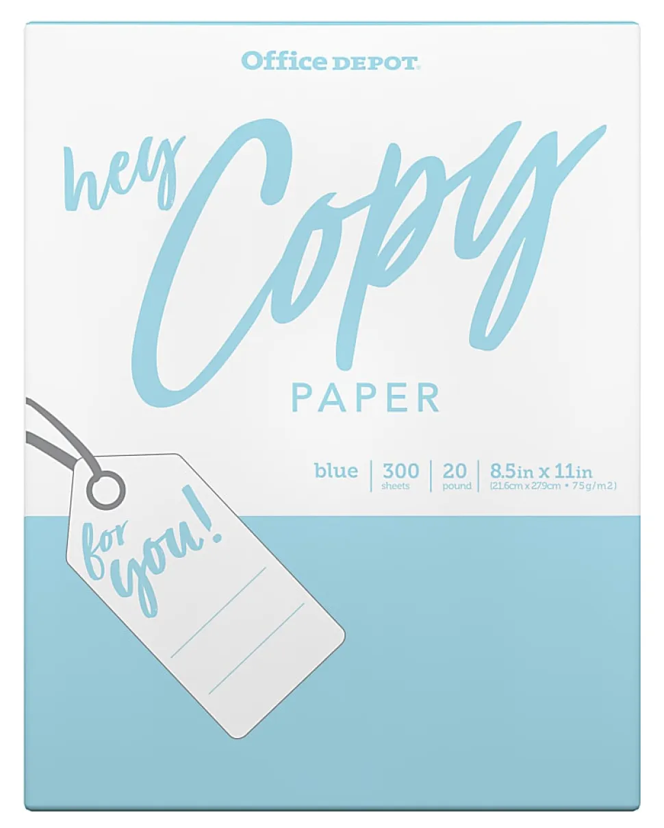 Office Depot® School Color Copy Paper, Blue, Letter (8.5" x 11"), 300 Sheets Per Pack, 20 Lb