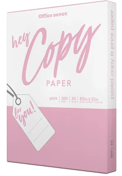 Office DepotĀ® School Color Copy Paper, Pink, Letter (8.5" x 11"), 300 Sheets Per Pack, 20 Lb