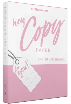 Office Depot® School Color Copy Paper, Pink, Letter (8.5" x 11"), 300 Sheets Per Pack, 20 Lb