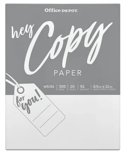 Office Depot® School Multi-Use Printer & Copy Paper, White, Letter (8.5" x 11"), 300 Sheets Per Pack, 20 Lb, 92 Brightness