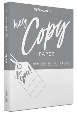 Office Depot® School Multi-Use Printer & Copy Paper, White, Letter (8.5" x 11"), 300 Sheets Per Pack, 20 Lb, 92 Brightness