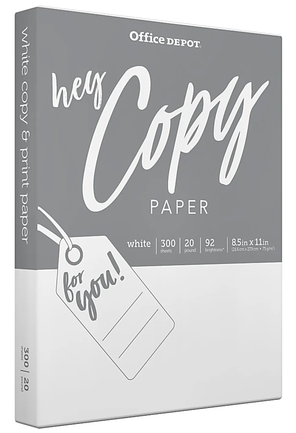 Office Depot® School Multi-Use Printer & Copy Paper, White, Letter (8.5" x 11"), 300 Sheets Per Pack, 20 Lb, 92 Brightness