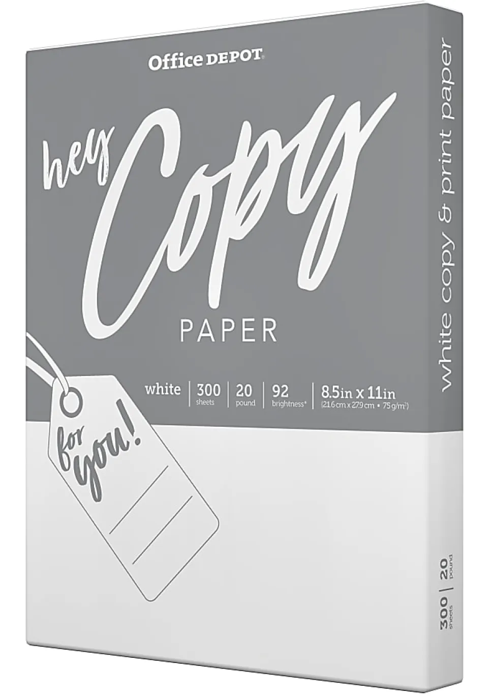 Office Depot® School Multi-Use Printer & Copy Paper, White, Letter (8.5" x 11"), 300 Sheets Per Pack, 20 Lb, 92 Brightness