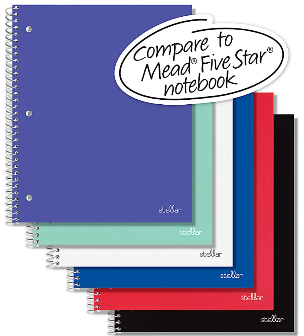 Office Depot® Stellar Poly Notebooks, 8-1/2" x 11", 1 Subject, Quadrille Ruled, 100 Sheets, Assorted Colors, Pack Of 6 Notebooks