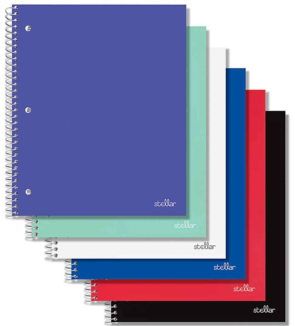 Office Depot® Stellar Poly Notebooks, 8-1/2" x 11", 1 Subject, Quadrille Ruled, 100 Sheets, Assorted Colors, Pack Of 6 Notebooks