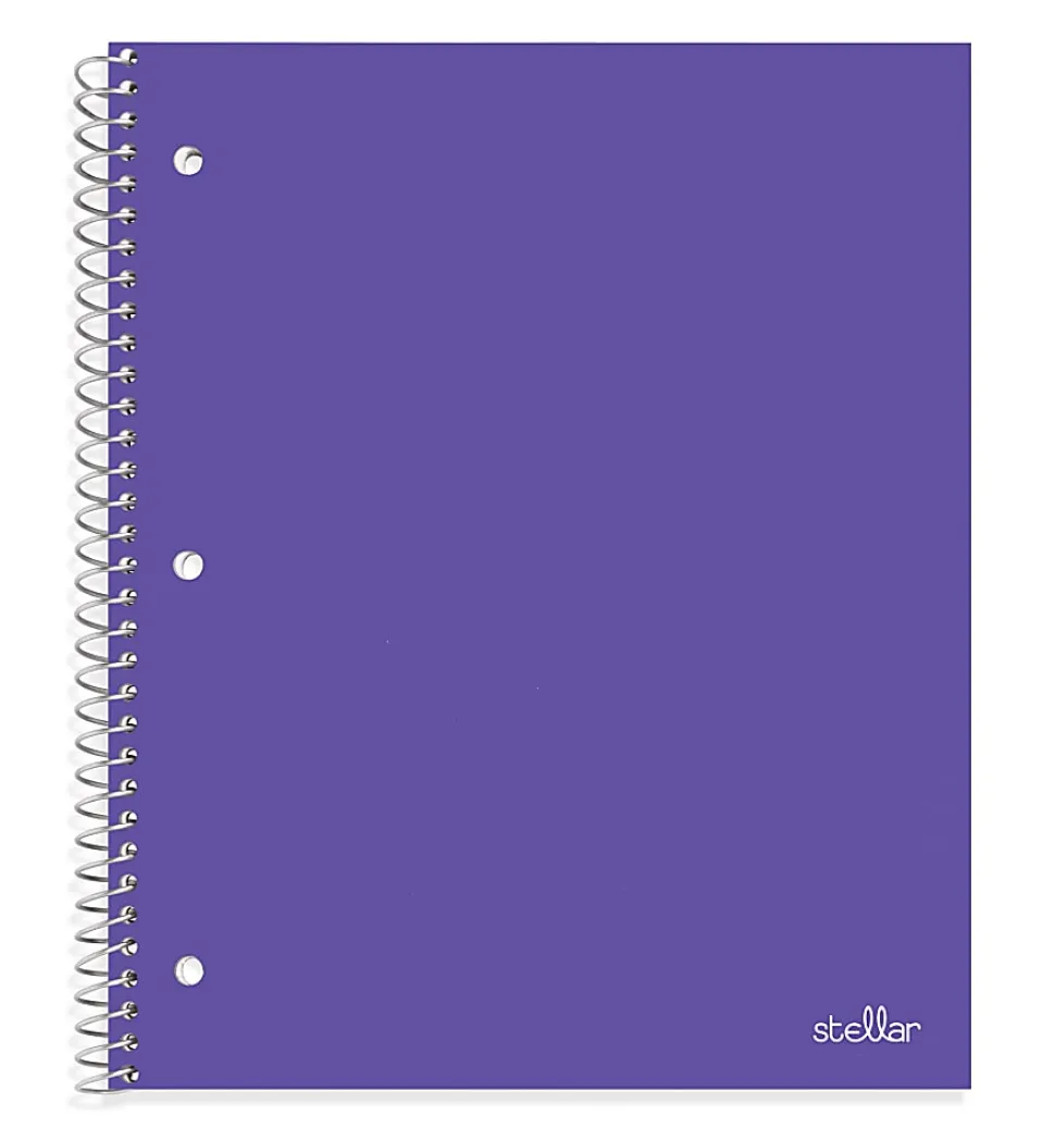 Office Depot® Stellar Poly Notebooks, 8-1/2" x 11", 1 Subject, Quadrille Ruled, 100 Sheets, Assorted Colors, Pack Of 6 Notebooks