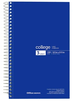 Office DepotĀ® Wirebound Notebooks, 6" x 9-1/2", 3 Subjects, College Ruled, 150 Sheets, Assorted Colors, Pack Of 6 Notebooks