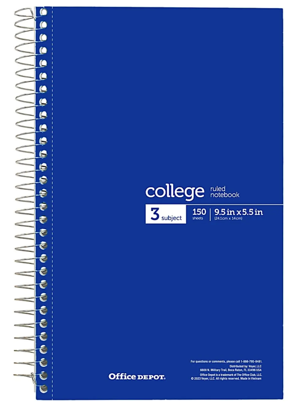 Office Depot® Wirebound Notebooks, 6" x 9-1/2", 3 Subjects, College Ruled, 150 Sheets, Assorted Colors, Pack Of 6 Notebooks
