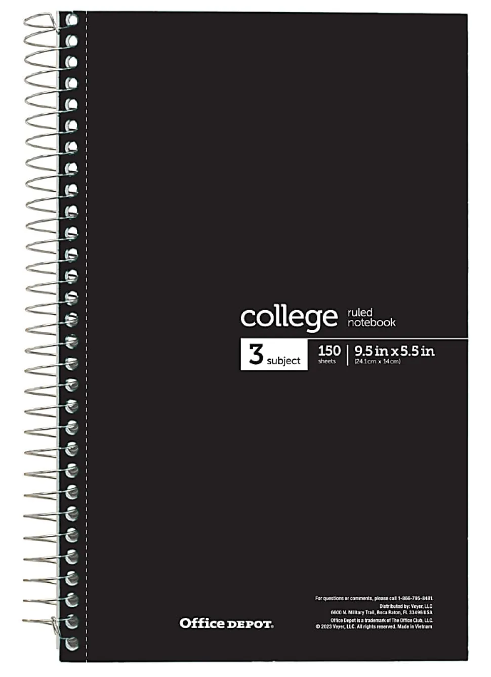 Office Depot® Wirebound Notebooks, 6" x 9-1/2", 3 Subjects, College Ruled, 150 Sheets, Assorted Colors, Pack Of 6 Notebooks