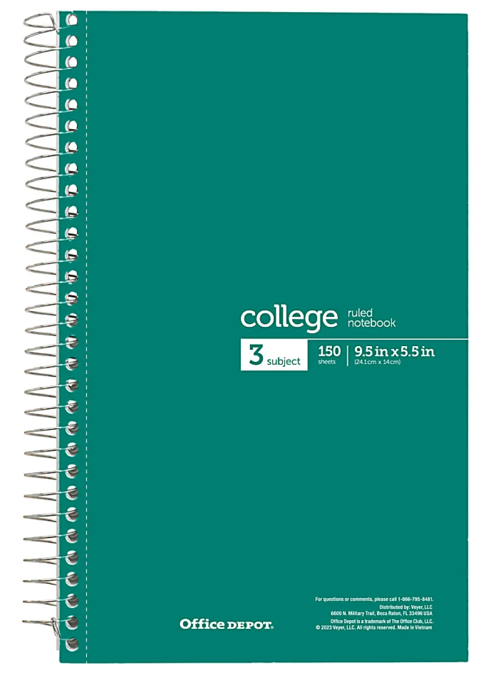 Office Depot® Wirebound Notebooks, 6" x 9-1/2", 3 Subjects, College Ruled, 150 Sheets, Assorted Colors, Pack Of 6 Notebooks