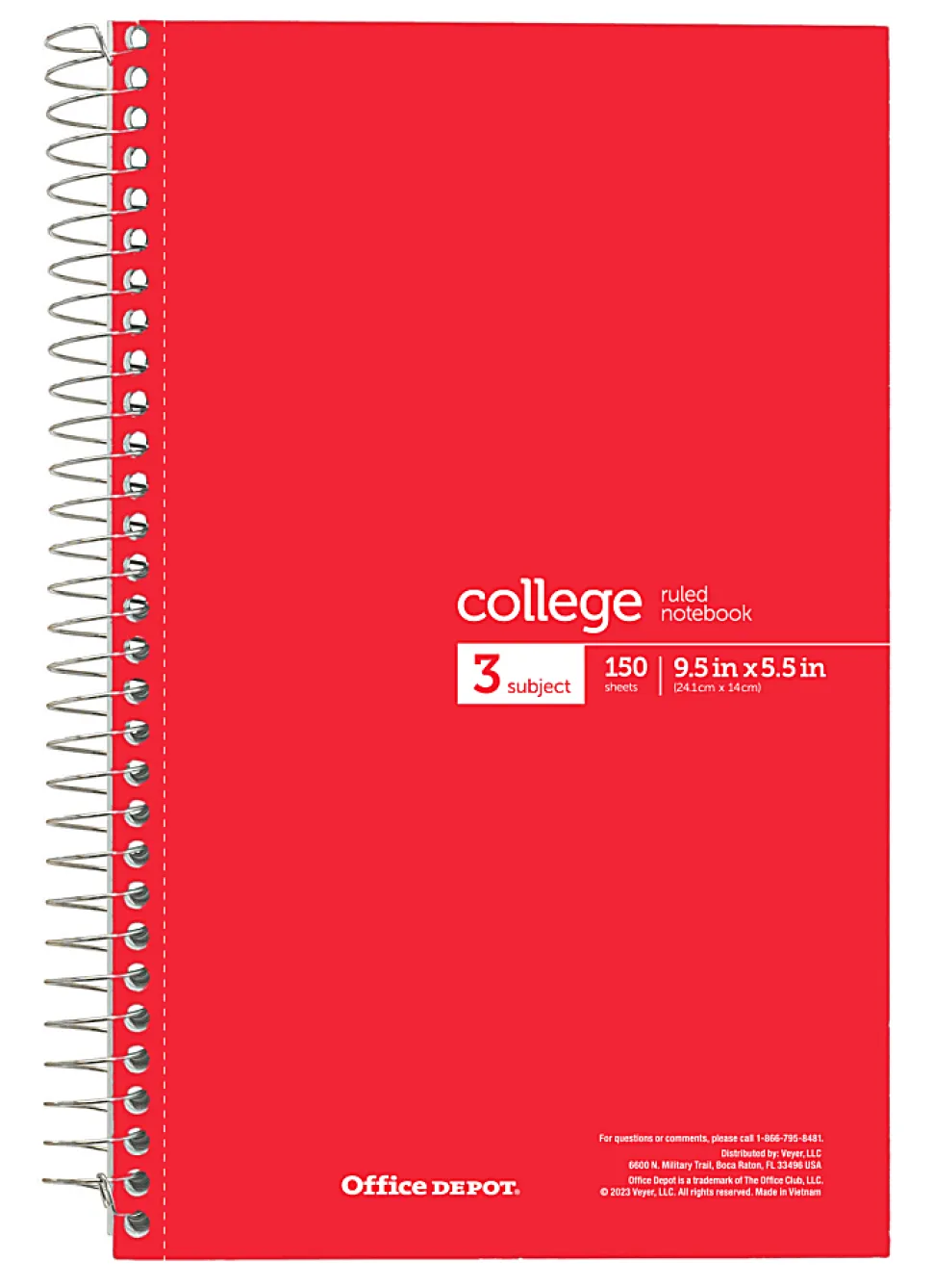 Office Depot® Wirebound Notebooks, 6" x 9-1/2", 3 Subjects, College Ruled, 150 Sheets, Assorted Colors, Pack Of 6 Notebooks