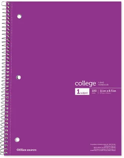 Office Depot® Wirebound Notebooks, 8 1/2" x 11", 1 Subject, College Ruled, 100 Sheets, Assorted Colors, Pack Of 6 Notebooks