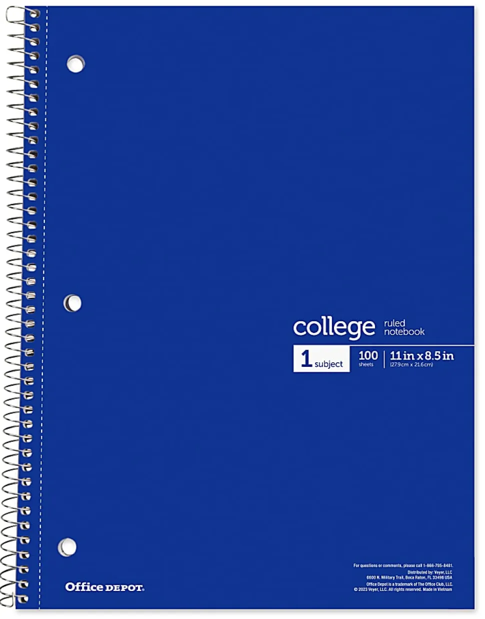 Office Depot® Wirebound Notebooks, 8 1/2" x 11", 1 Subject, College Ruled, 100 Sheets, Assorted Colors, Pack Of 6 Notebooks
