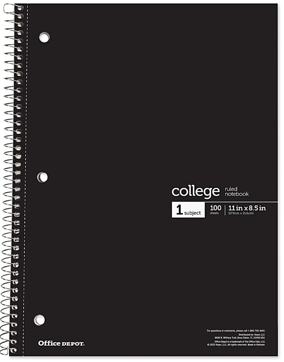 Office Depot® Wirebound Notebooks, 8 1/2" x 11", 1 Subject, College Ruled, 100 Sheets, Assorted Colors, Pack Of 6 Notebooks