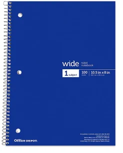 Office Depot® Wirebound Notebooks, 8" x 10-1/2", 1 Subject, Wide Ruled, 100 Sheets, Assorted Colors, Pack Of 6 Notebooks