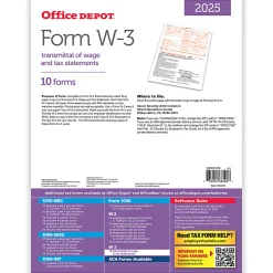 Office Depot® W-3 Laser Tax Forms, 1-Part, 8-1/2