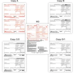 Office Depot® W-2 Laser Tax Forms, 6-Part, 2-Up, 8-1/2" x 11", Pack Of 25 Form Sets, 5602524