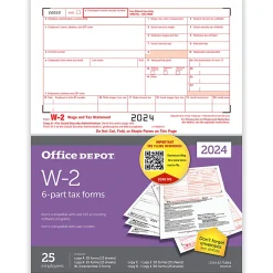 Office Depot® W-2 Laser Tax Forms, 6-Part, 2-Up, 8-1/2