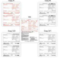 Office DepotĀ® W-2 Laser Tax Forms, 6-Part, 2-Up, 8-1/2" x 11", Pack Of 50 Form Sets, 56025