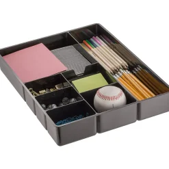 Officemate® Plastic 8-Compartment Storage Deep Drawer Organizer Tray, 2 1/4" x 15 1/8" x 11 1/2", Black