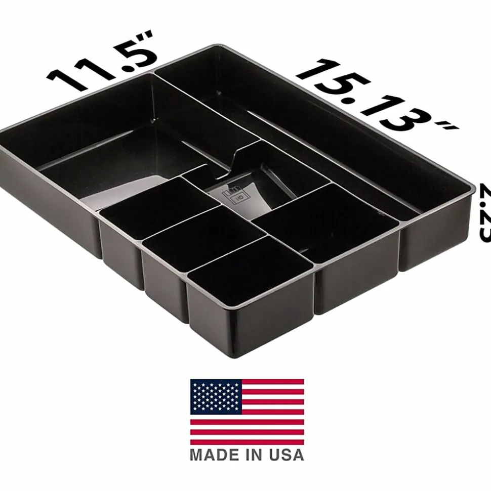 Officemate® Plastic 8-Compartment Storage Deep Drawer Organizer Tray, 2 1/4" x 15 1/8" x 11 1/2", Black