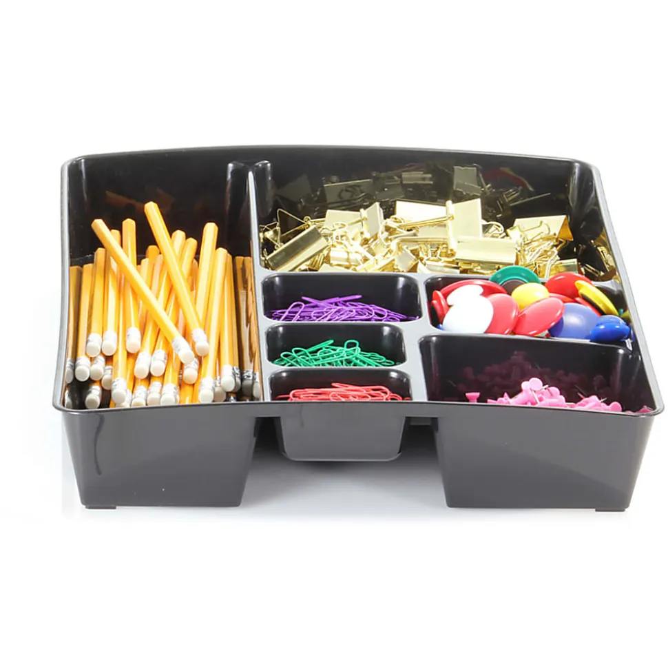 Officemate® Plastic 8-Compartment Storage Deep Drawer Organizer Tray, 2 1/4" x 15 1/8" x 11 1/2", Black