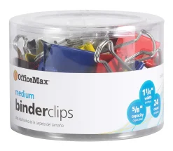OfficeMax® Brand Binder Clips, Medium, Assorted Colors, Pack Of 24