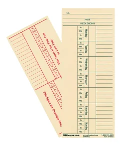 OfficeMax 2- Sided Weekly Time Cards, 3 3/8" x 8 1/4", Pack Of 400