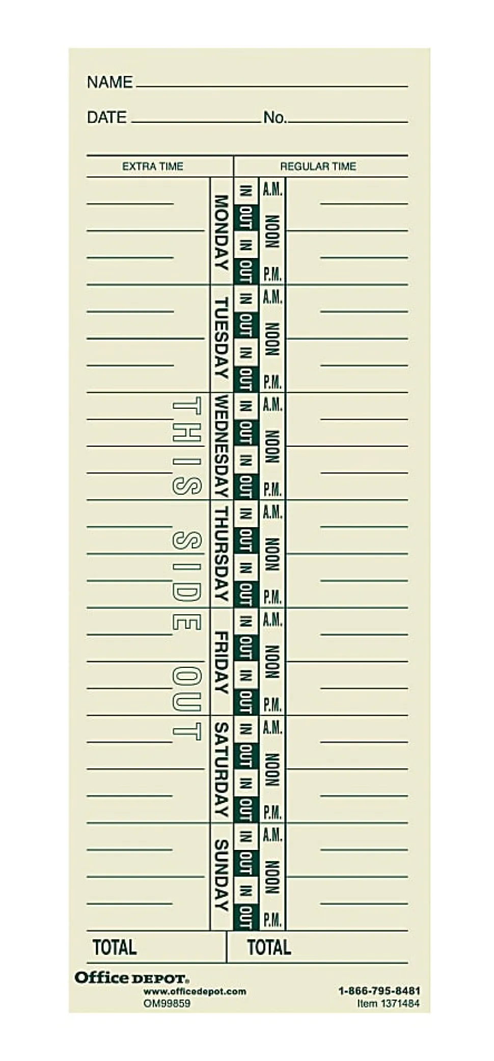 OfficeMax Single-Name Weekly Time Cards, Pack Of 200