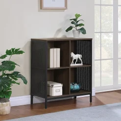 Office Star Ace 34”H 4-Cube Storage Bookcase, Ozark Ash