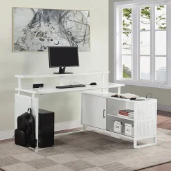 Office Star Ace 60"W L-Shaped Corner Desk, White