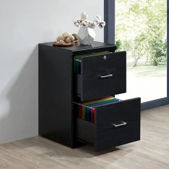 Office Star™ Alpine 17"D Vertical 2-Drawer File Cabinet With Lockdowel™ Fastening System, Black