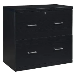 Office Star™ Alpine 30"W x 17"D Lateral 2-Drawer File Cabinet With Lockdowel™ Fastening System, Black