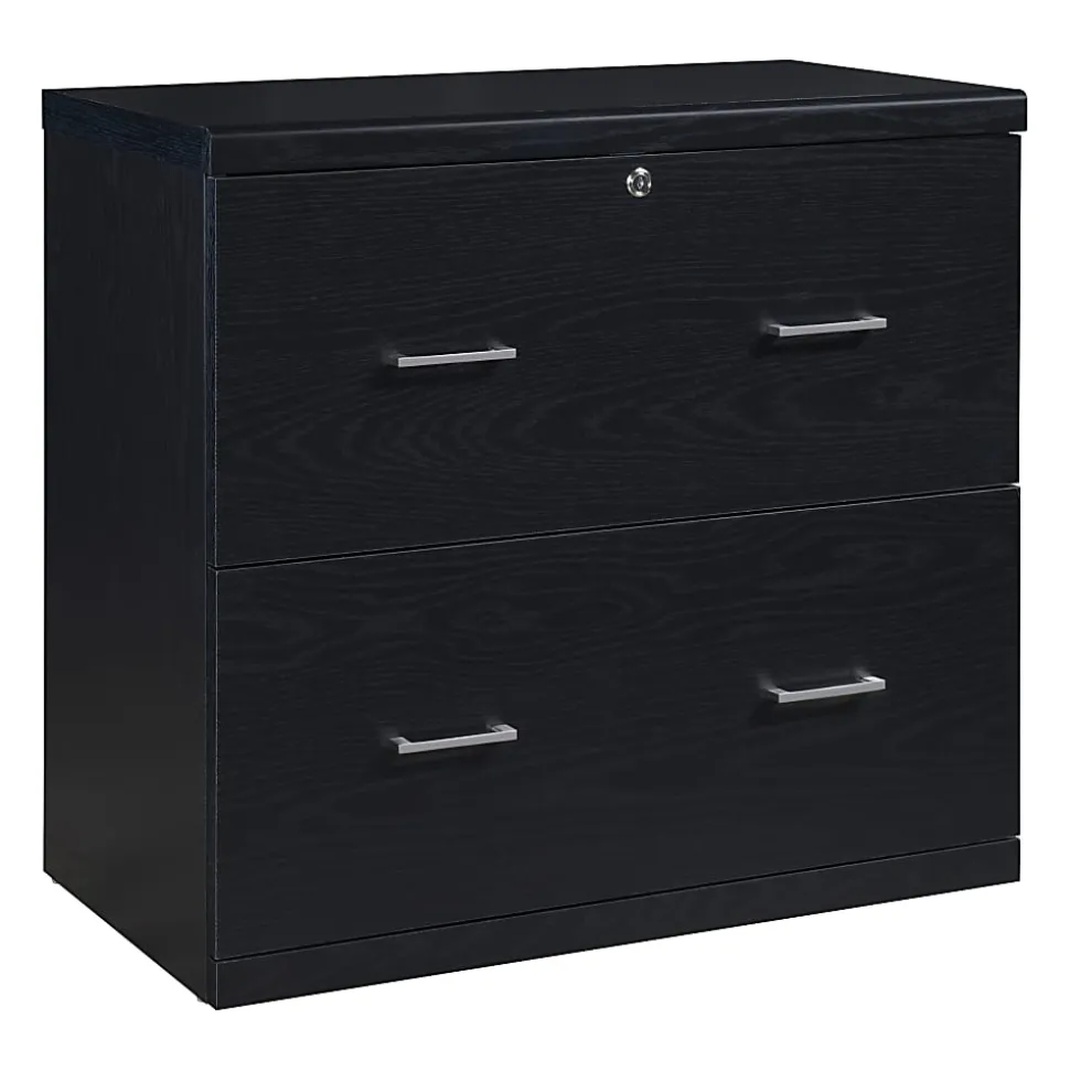 Office Star™ Alpine 30"W x 17"D Lateral 2-Drawer File Cabinet With Lockdowel™ Fastening System, Black
