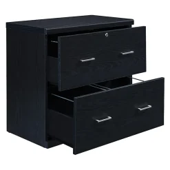 Office Star™ Alpine 30"W x 17"D Lateral 2-Drawer File Cabinet With Lockdowel™ Fastening System, Black