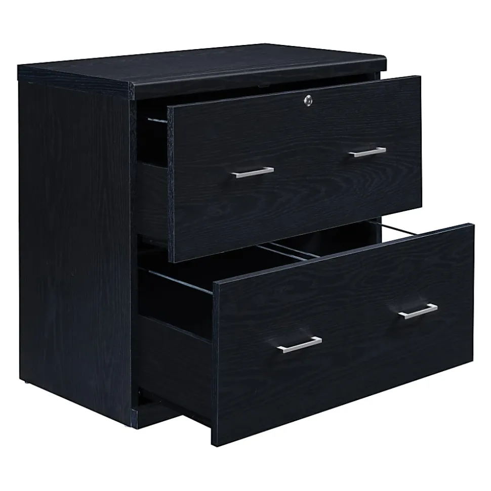 Office Star™ Alpine 30"W x 17"D Lateral 2-Drawer File Cabinet With Lockdowel™ Fastening System, Black
